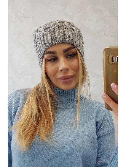 Fleecová čiapka Adela K282 svetlo šedá + fialová Fleecová čiapka Adela K282 svetlo šedá + fialová