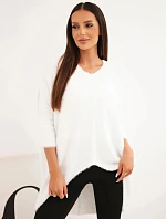 Dámský svetr Plus Size s výstřihem do V ecru