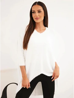 Dámský svetr Plus Size s výstřihem do V ecru