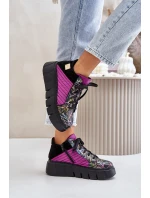 Skórzane Sneakersy Na Platformie Maciejka 06767-15 Fuksja