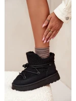 Śniegowce Damskie Na Platformie Z Futerkiem Typu Baranek Big Star SS274109 Czarne