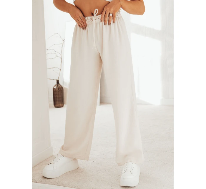 Dámské široké kalhoty light beige model 21972563 - Dstreet