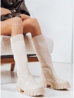 Dámské béžové kozačky Dstreet model 21993933 - FashionStreet