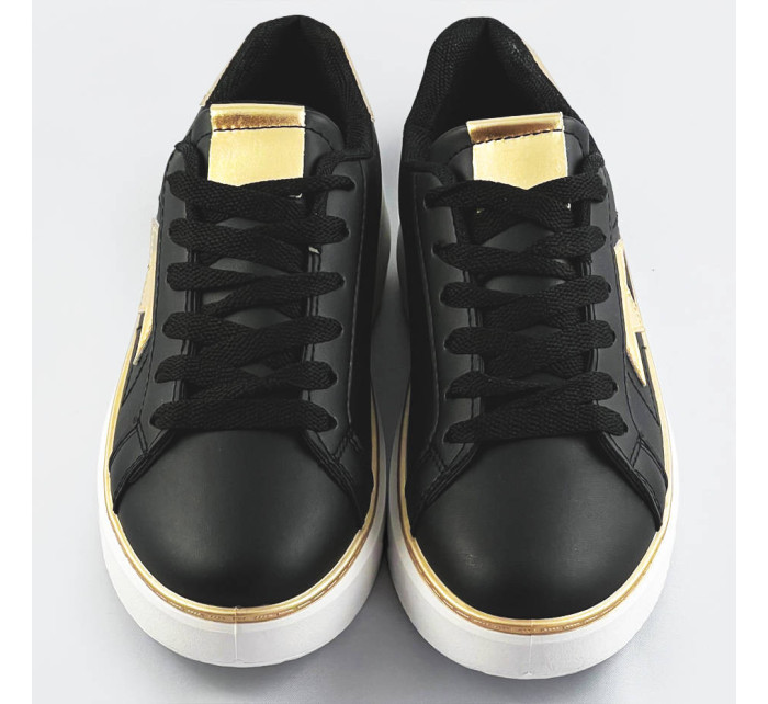 Čierno-zlaté šnurovacie tenisky sneakers s hviezdičkou (BB126A)
