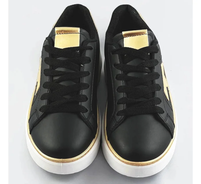 Čierno-zlaté šnurovacie tenisky sneakers s hviezdičkou (BB126A)