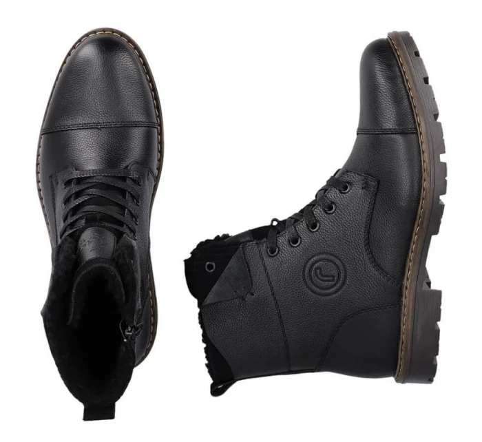 M model 20571632 vlněné zateplené kožené boty černé - Rieker