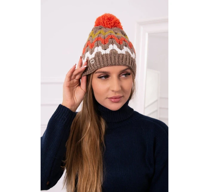 Dámska čiapka Laila K283 dark beige+kiwi