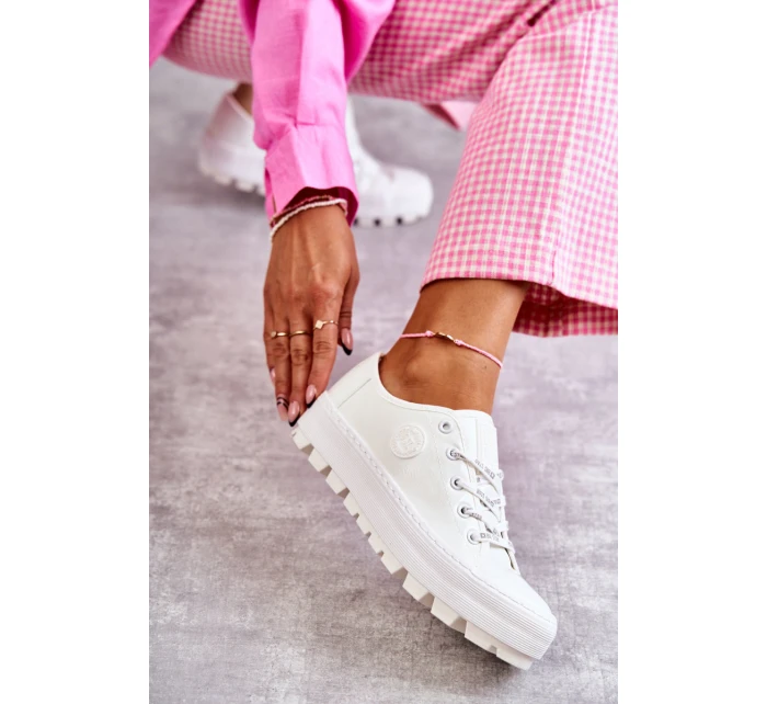 Modne Lakierowane Trampki Big Star KK274045 Białe Modne Lakierowane Trampki Big Star KK274045 Białe