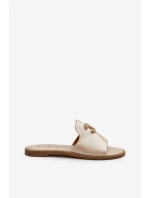 Eleganckie Klapki Damskie Błyszczące Z Ozdobą S.Barski KV27-050 Złote