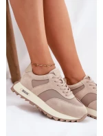 Zamszowe Sneakersy Na Platformie Damskie Big Star RR274897 HI-POLY SYSTEM Beżowe Zamszowe Sneakersy Na Platformie Damskie Big Star RR274897 HI-POLY SYSTEM Beżowe