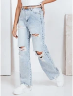 Dámske modré džínsy so širokým rebrovaním FashionStreet UY2794