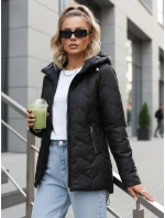 Dámska prechodná prešívaná bunda s kapucňou čierna FashionStreet TY5611