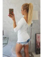 Halenka s kulatým výstřihem bílá