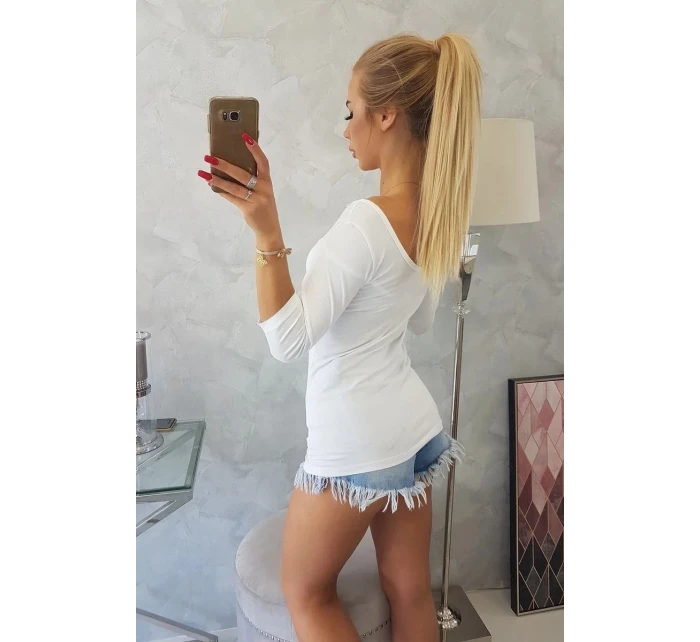 Halenka s kulatým výstřihem bílá