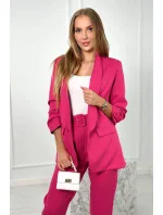 Elegantný set saka a nohavíc fuchsiovej farby