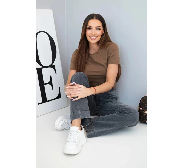 Dámske džínsy s rovnými nohavicami a vysokým pásom graphite