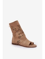 Zazoo 3437 Damskie Zamszowe Sandały Z Cholewką Na Zamek Beżowe Zazoo 3437 Damskie Zamszowe Sandały Z Cholewką Na Zamek Beżowe