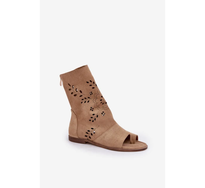 Zazoo 3437 Damskie Zamszowe Sandały Z Cholewką Na Zamek Beżowe Zazoo 3437 Damskie Zamszowe Sandały Z Cholewką Na Zamek Beżowe