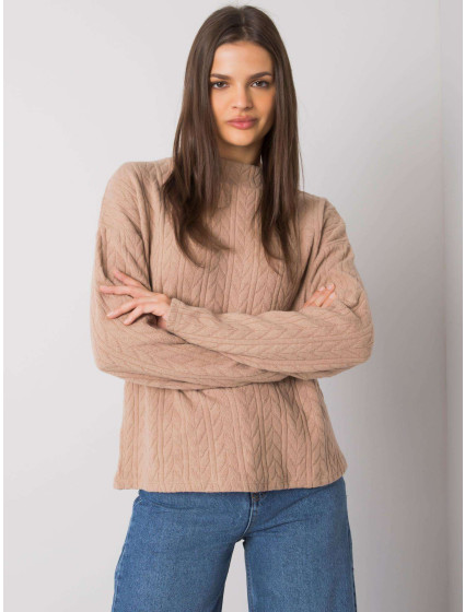 Tmavý béžový sveter s jemným vzorom Brailey RUE PARIS
