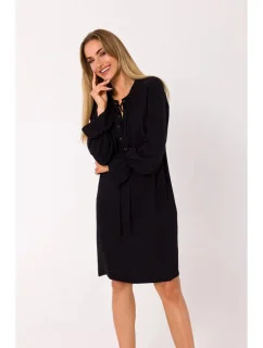 Dámske šaty so šnurovaním vpredu M742 Black - MOE