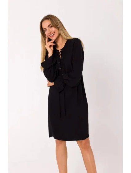Dámske šaty so šnurovaním vpredu M742 Black - MOE