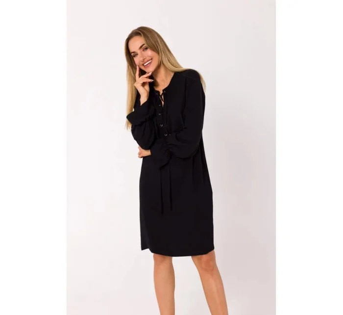 Dámske šaty so šnurovaním vpredu M742 Black - MOE