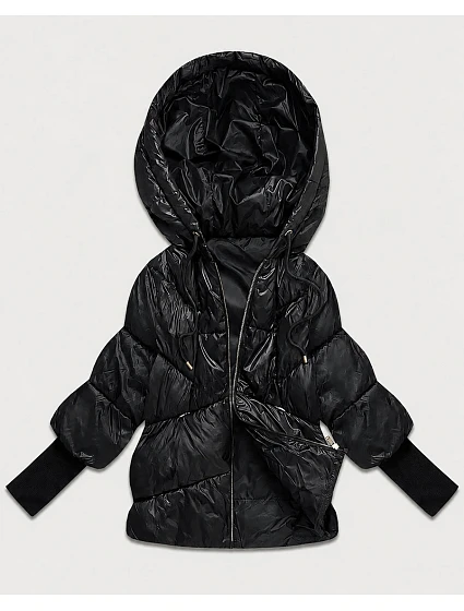 Dámská bunda s pletenými manžetami, oversize, černá (B6078-1) Dámská bunda s pletenými manžetami, oversize, černá (B6078-1)