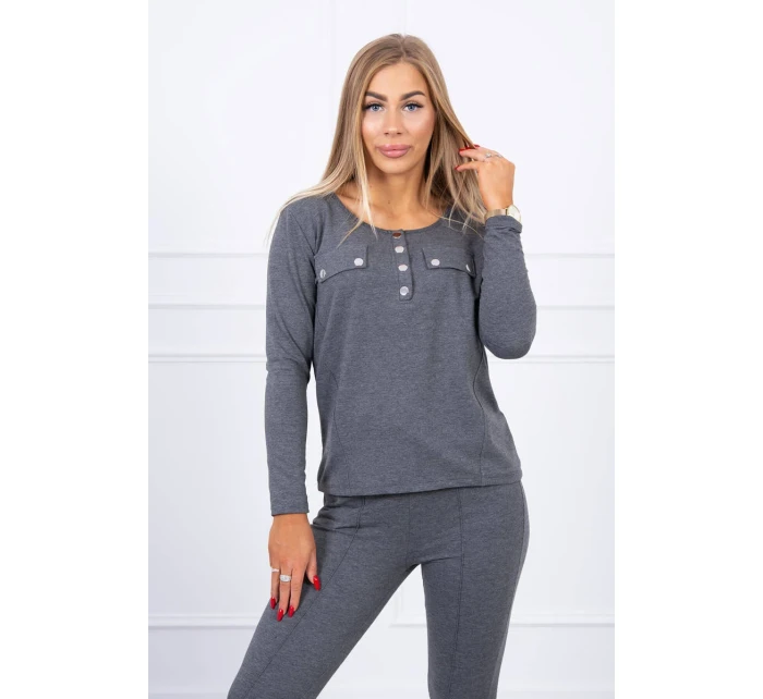 Súprava s gombíkovým výstrihom grafitová