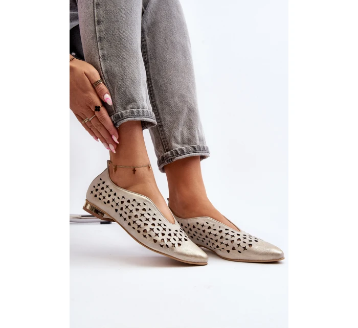 balerínky z přírodní kůže Zlaté model 21646359 - Zazoo