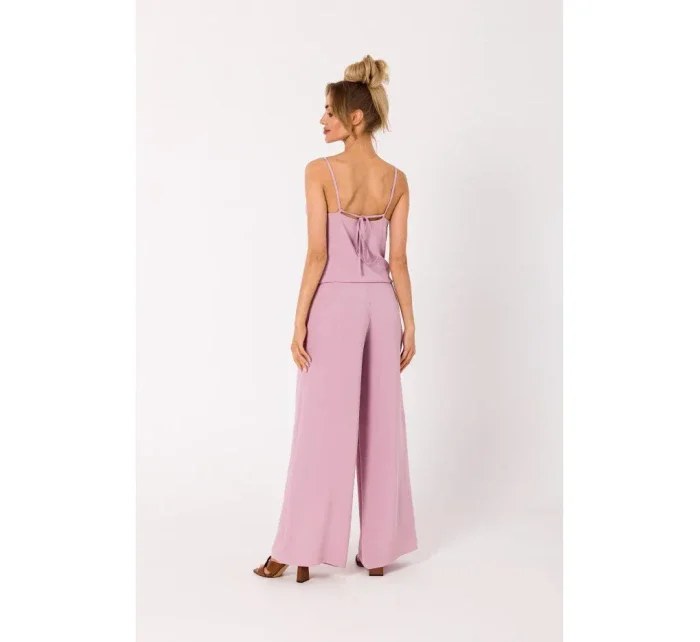 model 18383419 Kombinéza se špagetovými ramínky krepová růžová - Moe model 18383419 Kombinéza se špagetovými ramínky krepová růžová - Moe