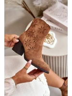 Členková obuv s čipkovaným zvrškom na podpätku, vyrobená z eko semišu, hnedá Nevishiia Členková obuv s čipkovaným zvrškom na podpätku, vyrobená z eko semišu, hnedá Nevishiia