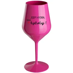JSEM HYDRA. RÁDA HYDRATUJI! - růžová nerozbitná sklenice na víno 470 ml JSEM HYDRA. RÁDA HYDRATUJI! - růžová nerozbitná sklenice na víno 470 ml