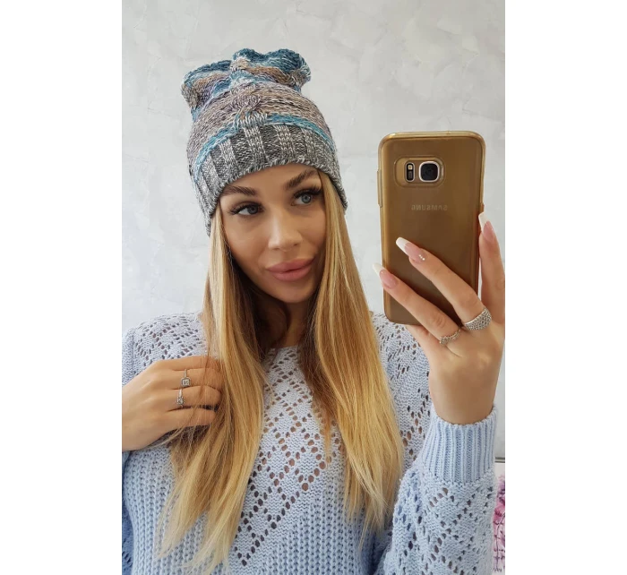 Fleecová čiapka Klaudia K255 marine+grey