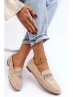 Damskie Mokasyny Z Cyrkoniami Beżowe Ralrika