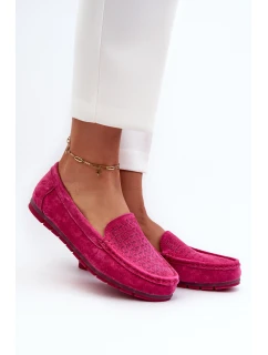 Zamszowe Mokasyny Damskie Fuksja S.Barski LR755
