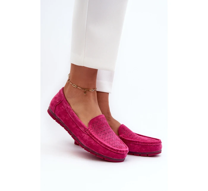 Zamszowe Mokasyny Damskie Fuksja S.Barski LR755
