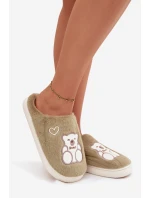 Kožešinové pantofle s medvídkem zelené model 21772566 - Boto