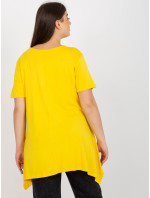 Žltá jednofarebná blúzka väčšej veľkosti s krátkymi rukávmi