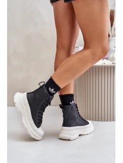 Kožené zateplené tenisky na pevnej platforme Big Star Black