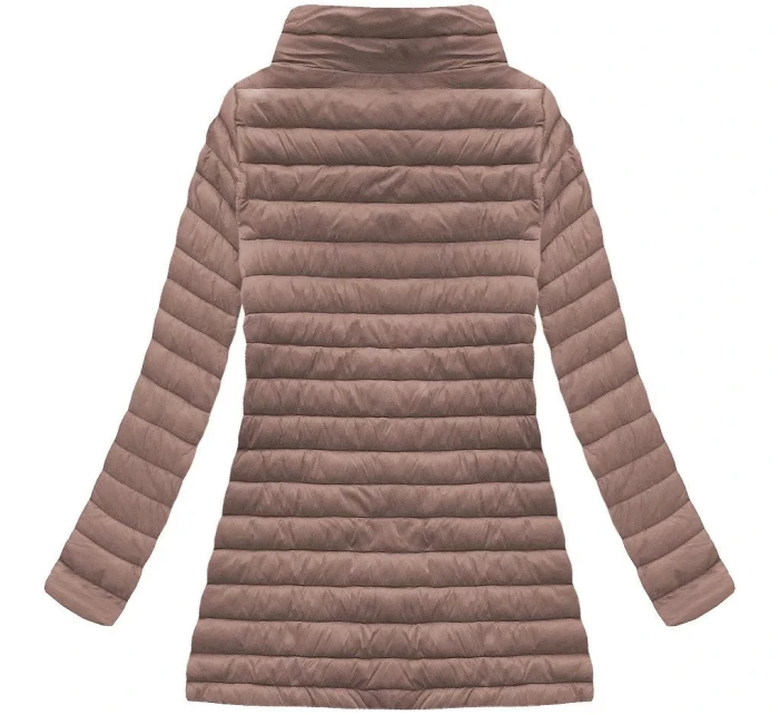 Prešívaná bunda v staroružovej farbe s kapucňou (7473-PLUS)