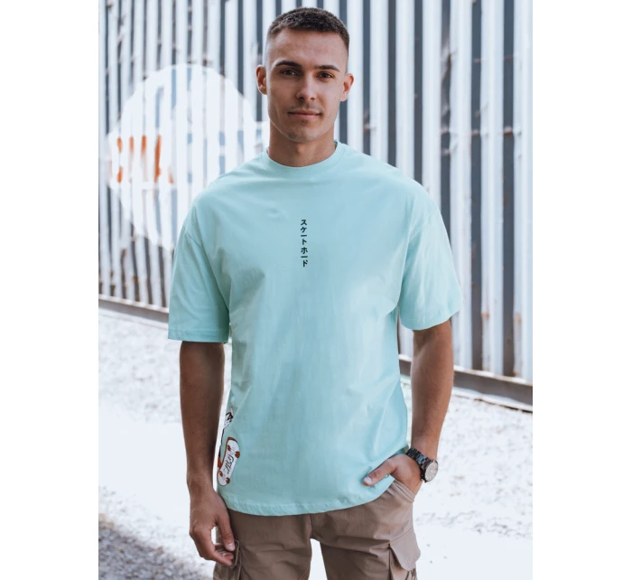 Pánské tyrkysové tričko s potiskem Dstreet model 21975498 - FashionStreet