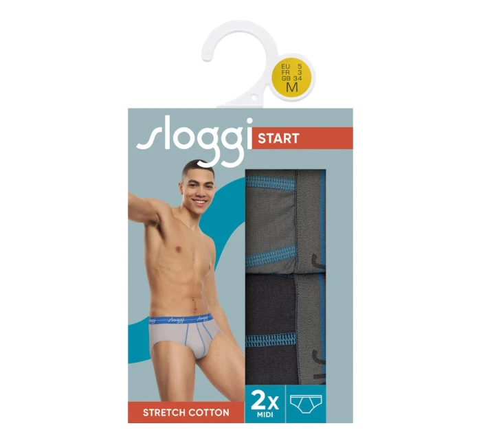 Pánske nohavičky Start Midi C2P box - HNEDÁ - SVETLÁ KOMBINÁCIA - čierna a sivá M003 - SLOGGI