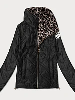 Goodlookin čierno-pantherová obojstranná prešívaná bunda so stojačikom (B8579-1)