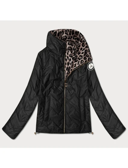 Goodlookin čierno-pantherová obojstranná prešívaná bunda so stojačikom (B8579-1)