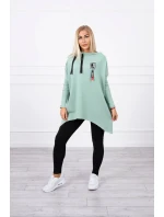 Oversize mikina s asymetrickými boky tmavě mátová Oversize mikina s asymetrickými boky tmavě mátová