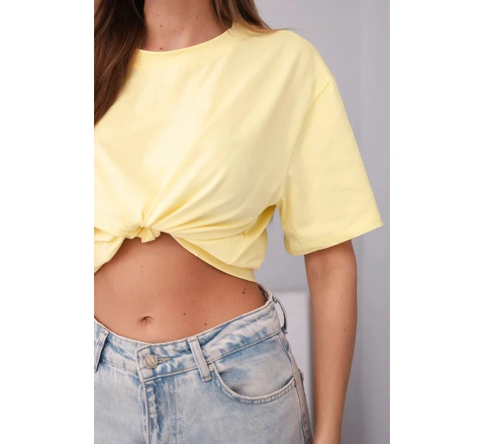 Dámská bavlněná basic halenka s krátkým rukávem žlutá