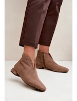 Nízké boty s výstřihem na zip  tmavě béžové model 22320431 - Boto
