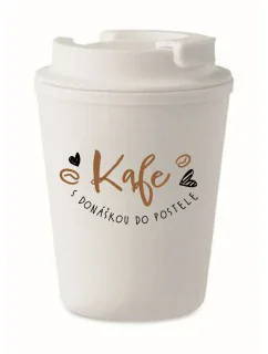 KAFE S DONÁŠKOU DO POSTELE - bílý termohrnek 300 ml