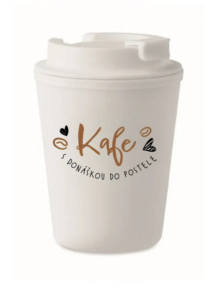 KAFE S DONÁŠKOU DO POSTELE - bílý termohrnek 300 ml KAFE S DONÁŠKOU DO POSTELE - bílý termohrnek 300 ml