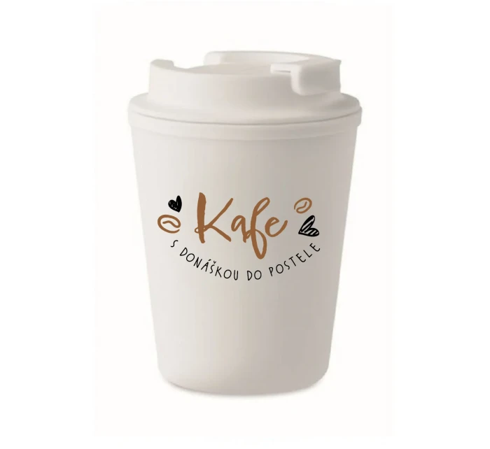 KAFE S DONÁŠKOU DO POSTELE - bílý termohrnek 300 ml KAFE S DONÁŠKOU DO POSTELE - bílý termohrnek 300 ml